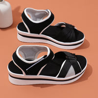 Summer Mesh Cross-Strap Sandals – Velcro Flats with Thick Sole for Women’s Beach & Casual Wear
