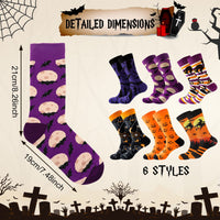 6-Pair Holiday Cotton Sock Set – Funny Halloween & Christmas Designs for Men, Women & Girls