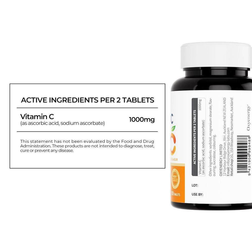OXYENERGY Chewable Vitamin C – 1000mg, 100 Tablets