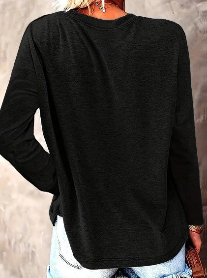 Women's Graphic Long Sleeve Sweatshirt – Hoodless Crewneck Pullover for Everyday Comfort