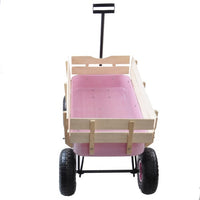 Outdoor Wagon – All‑Terrain Steel Pulling Cart with Wooden Railings, 10
