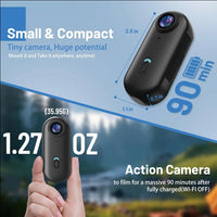 128GB Mini Body POV Camera – FHD 1080P, 4K Support, 150° Wide‑Angle, WiFi, Hidden Design, Waterproof 30m