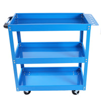 3‑Tier Rolling Mechanic Tool Cart – Heavy‑Duty Steel Utility Cart with Lockable Wheels & 450 lbs Capacity (Blue)