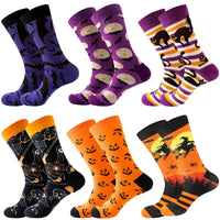 6-Pair Holiday Cotton Sock Set – Funny Halloween & Christmas Designs for Men, Women & Girls
