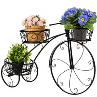 Tricycle Plant Stand – 3‑Tier Parisian Style Wrought Iron Flower Pot Holder for Indoor & Outdoor Décor (Black)