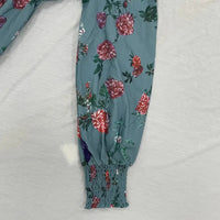 V-Neck Floral Lace Trim Dress – Long Sleeve A-Line Retro Midi for Women’s Spring & Fall Style