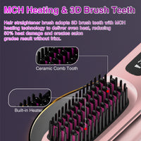 S7 Portable Cordless Hair Straightening Brush With LED Display - Lightweight Mini Negative Ion Hot Brush, USB Rechargeable Women's Travel Essentials Gift, Scald Protection