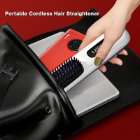 S7 Portable Cordless Hair Straightening Brush With LED Display - Lightweight Mini Negative Ion Hot Brush, USB Rechargeable Women's Travel Essentials Gift, Scald Protection