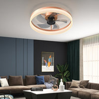 Ceiling Fan with Light – Dimmable LED Recessed Mounted Slim Modern Ceiling Fan with Remote Control (Rose Gold)