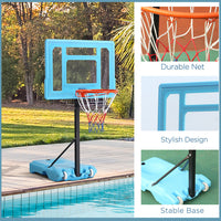 Poolside Basketball Hoop Stand – Height Adjustable Portable System with Clear Backboard & Fillable Base (36.5
