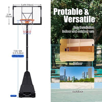 ToTheCore Adjustable Portable Basketball Hoop – 7.55‑10 ft Height, PC Backboard, Large Base with Wheels
