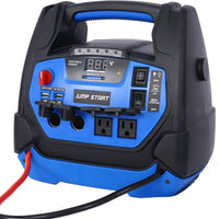 Rechargeable Jump Starter For Gas Diesel Vehicles - 1800 Amps With Air Compressor And AC, 12V DC, USB Power Station
