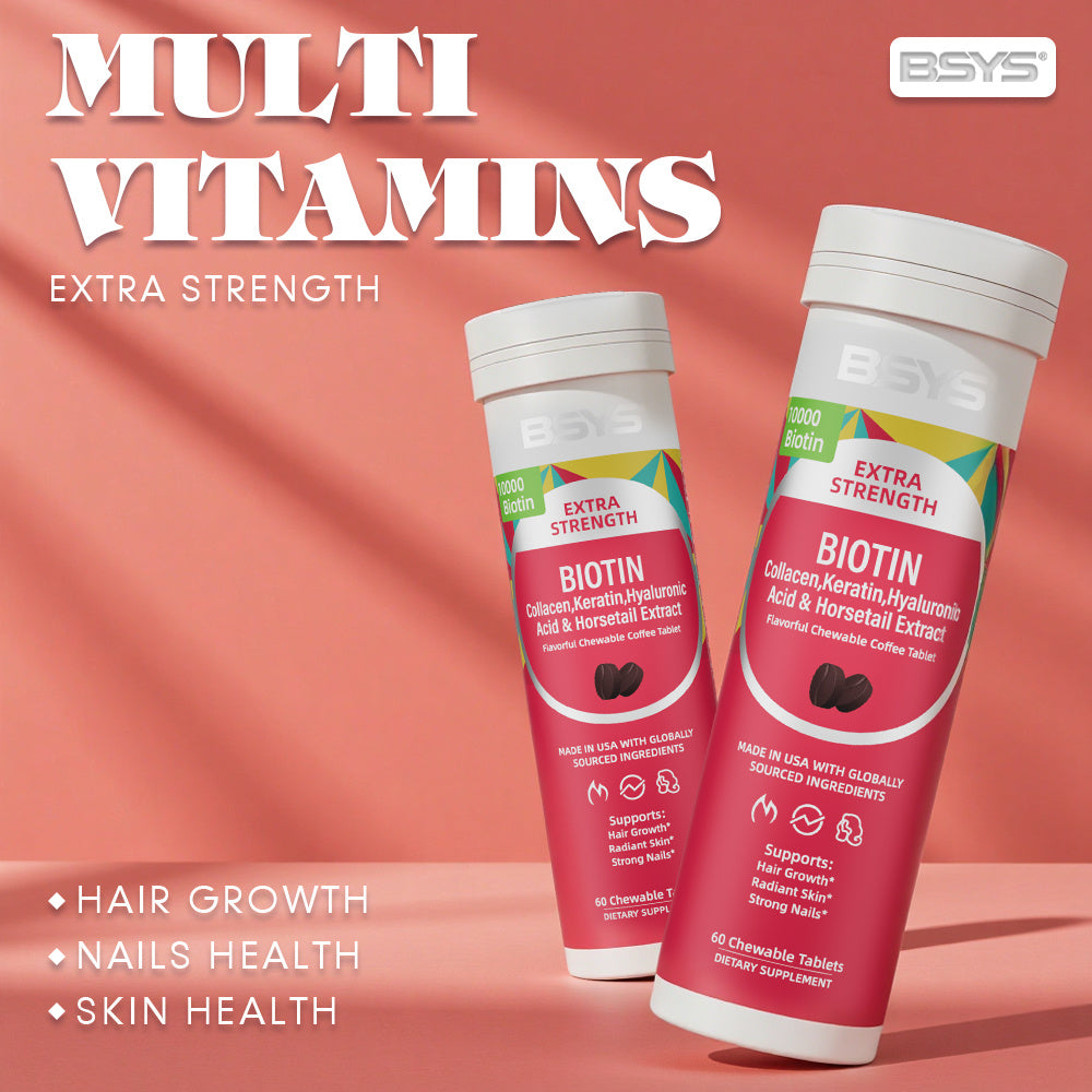 BSYS Coffee-flavored Biotin Chews Hair That Grows Nails That Shine These Tasty Supplements Taste Like Your Favorite Brew No Chalky Mess Just Glow From The Inside Out HairGoals CoffeeLover
