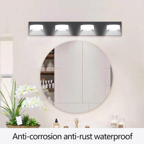 LED Modern Black 4‑Light Vanity Light – Rotatable Acrylic Bathroom Wall Fixture with Dimmable 24W LEDs
