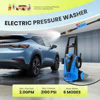 Electric Pressure Washer – 2.0 GPM High-Power Cleaning Machine with Foam Cannon for Cars, Patios & Outdoor Surfaces