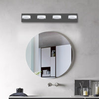 LED Modern Black 4‑Light Vanity Light – Rotatable Acrylic Bathroom Wall Fixture with Dimmable 24W LEDs