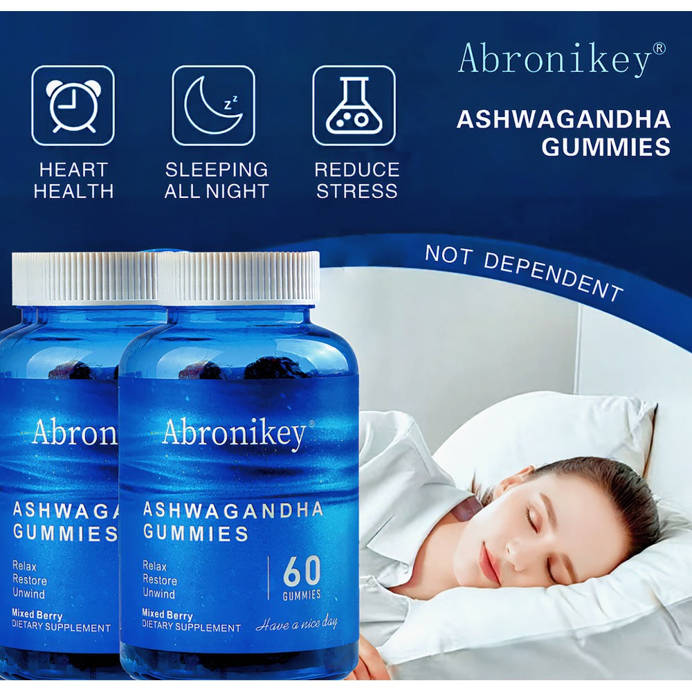 Abronikey Ashwagandha & Vitamin D Gummy-Mixed Berry, KSM-66, Vegan,PlantBased, Non-GMO, Gluten-Free & Gelatin Free
