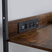 Coffee Bar Cabinet with Power Outlet – 3-Tier Wine Cooler Bar Counter for Kitchen, Dining Room & Home Entertaining (Vintage Brown)