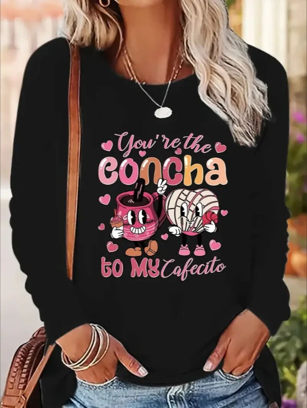 Women's Printed Long Sleeve Sweatshirt – Hoodless Crewneck Pullover for Casual Everyday Style