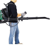 2‑Stroke Backpack Leaf Blower – Gas 63.3cc, 3.6HP, 750CFM with Ergonomic Harness & Multiple Nozzles (Green)