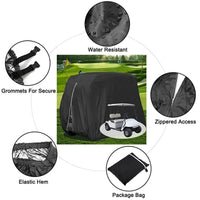 Waterproof Golf Cart Cover – Zippered 4-Passenger Protector with Elastic Hem for EZGO, Club Car & Yamaha