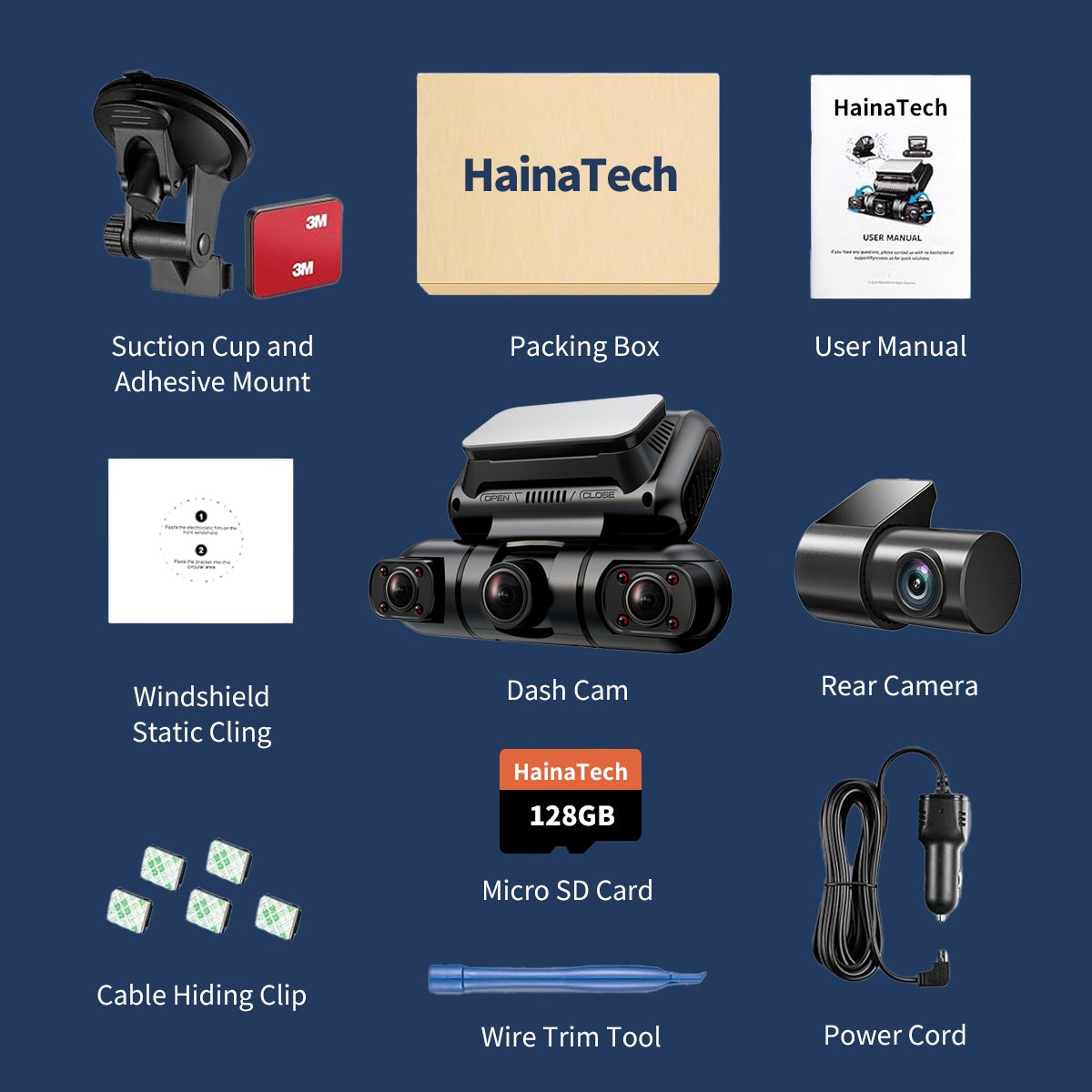 Hainbach 360° Dash Cam System – 4-Channel 1080P HD Car Camera with Night Vision & Parking Mode