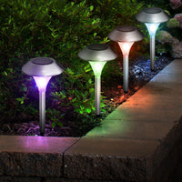 Solar Garden Lights – Color Changing LED Pathway Lights, IP44 Waterproof, Stainless Steel, 4/8/12/24 Pack