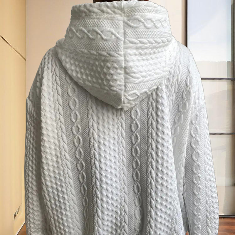 Women's Ribbed Long Sleeve Hoodie – Loose Fit Pullover for Fall & Winter Casual Wear