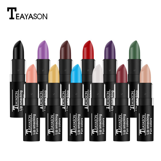Halloween Creative Lipstick Collection – White, Nude, Vampire Red, Olive Green, Black & Purple Retro Makeup