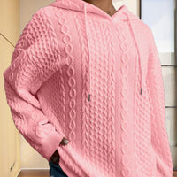 Women's Ribbed Long Sleeve Hoodie – Loose Fit Pullover for Fall & Winter Casual Wear