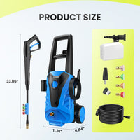 Electric Pressure Washer – 2.0 GPM High-Power Cleaning Machine with Foam Cannon for Cars, Patios & Outdoor Surfaces