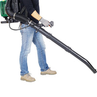 2‑Stroke Backpack Leaf Blower – Gas 63.3cc, 3.6HP, 750CFM with Ergonomic Harness & Multiple Nozzles (Green)