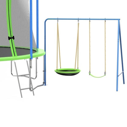 12ft Backyard Trampoline with Slide, Swings & Basketball Hoop – ASTM‑Approved Outdoor Play Set for Kids & Adults