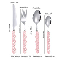 304 Stainless Steel Tableware Set – Knife, Fork & Spoon with Creative Pearl Ceramic Handles  Western Steak & Dessert Cutlery