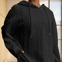 Women's Ribbed Long Sleeve Hoodie – Loose Fit Pullover for Fall & Winter Casual Wear