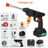 Cordless Pressure Washer Portable Electric Power Washer High Pressure Water Sprayer 363PSI Car Washer Cleaner With 12000mAh 48V Rechargeable Battery And Charger 2 Nozzles