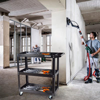 3‑Tier Tool Cart – Heavy‑Duty Steel Rolling Storage with Ball Bearing Drawer & Casters (Black)