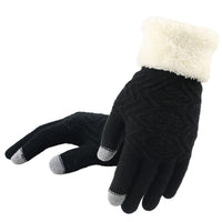 Women's Winter Knitted Gloves – Soft Acrylic Blend, Jacquard Texture, Stretch Fit for Cold Weather