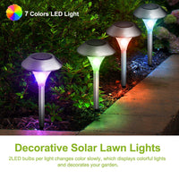 Solar Garden Lights – Color Changing LED Pathway Lights, IP44 Waterproof, Stainless Steel, 4/8/12/24 Pack