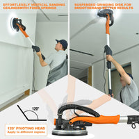 Electric Drywall Sander – 6-Speed Telescopic Wall & Ceiling Sander with Vacuum Dust Collection, LED Light & 18 Sanding Discs