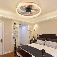 Ceiling Fan with Light – Dimmable LED Recessed Mounted Slim Modern Ceiling Fan with Remote Control (Rose Gold)