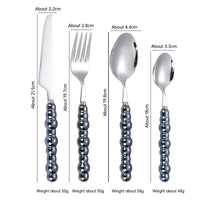 304 Stainless Steel Tableware Set – Knife, Fork & Spoon with Creative Pearl Ceramic Handles  Western Steak & Dessert Cutlery