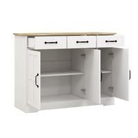 Farmhouse Buffet Cabinet Sideboard – White Finish, 3 Drawers & 3 Doors for Dining, Kitchen & Living Room Storage