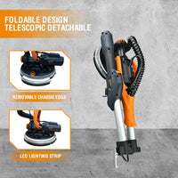 Electric Drywall Sander – 6-Speed Telescopic Wall & Ceiling Sander with Vacuum Dust Collection, LED Light & 18 Sanding Discs