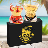 2‑Piece Skull Style Wine Glass Set – Black Muscle Man & Red Bikini Design for Bar, Party & Holiday Gifts