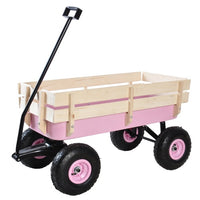 Outdoor Wagon – All‑Terrain Steel Pulling Cart with Wooden Railings, 10