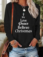 Women's Printed Crewneck Sweatshirt – Long Sleeve Hoodless Pullover for Casual Comfort