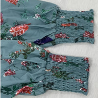 V-Neck Floral Lace Trim Dress – Long Sleeve A-Line Retro Midi for Women’s Spring & Fall Style