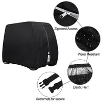 Waterproof Golf Cart Cover – Zippered 4-Passenger Protector with Elastic Hem for EZGO, Club Car & Yamaha