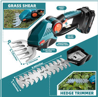 Cordless 2-in-1 Hedge Trimmer & Grass Shears – 21V Electric Garden Tool Kit with Dual Battery for Lawn, Patio & Bush Care